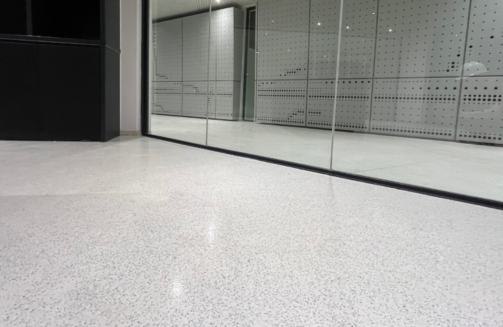 Sustainable Mondéco Terrazzo System Flooring in White